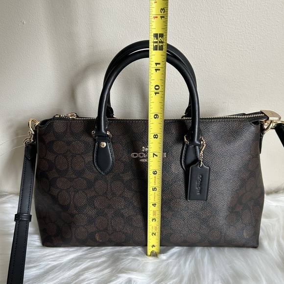 Coach Georgia Satchel Signature Canvas Walnut Black Handbag CH422 - Picture 7 of 8